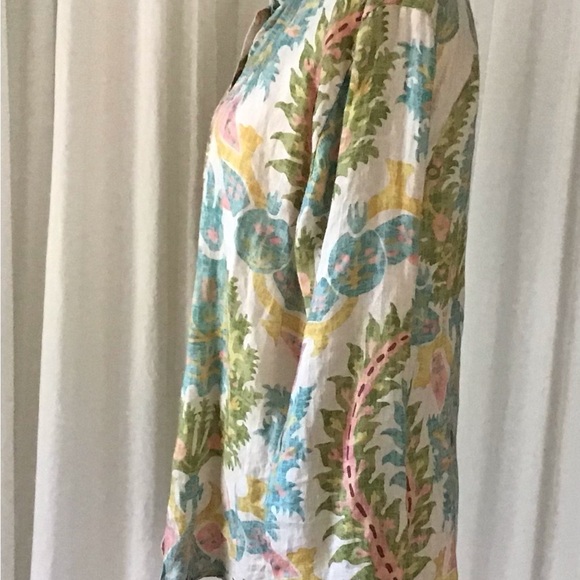 Women’s Spartina 449 Jori Linen Shirt Sugar Mill Damask Ruffle Collar Small - Picture 4 of 12